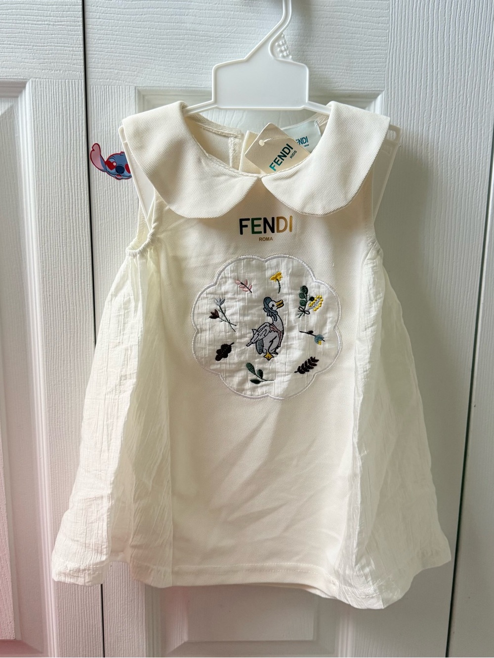 size 2t NWT Cream Embroidered Peter Pan Collar Dress